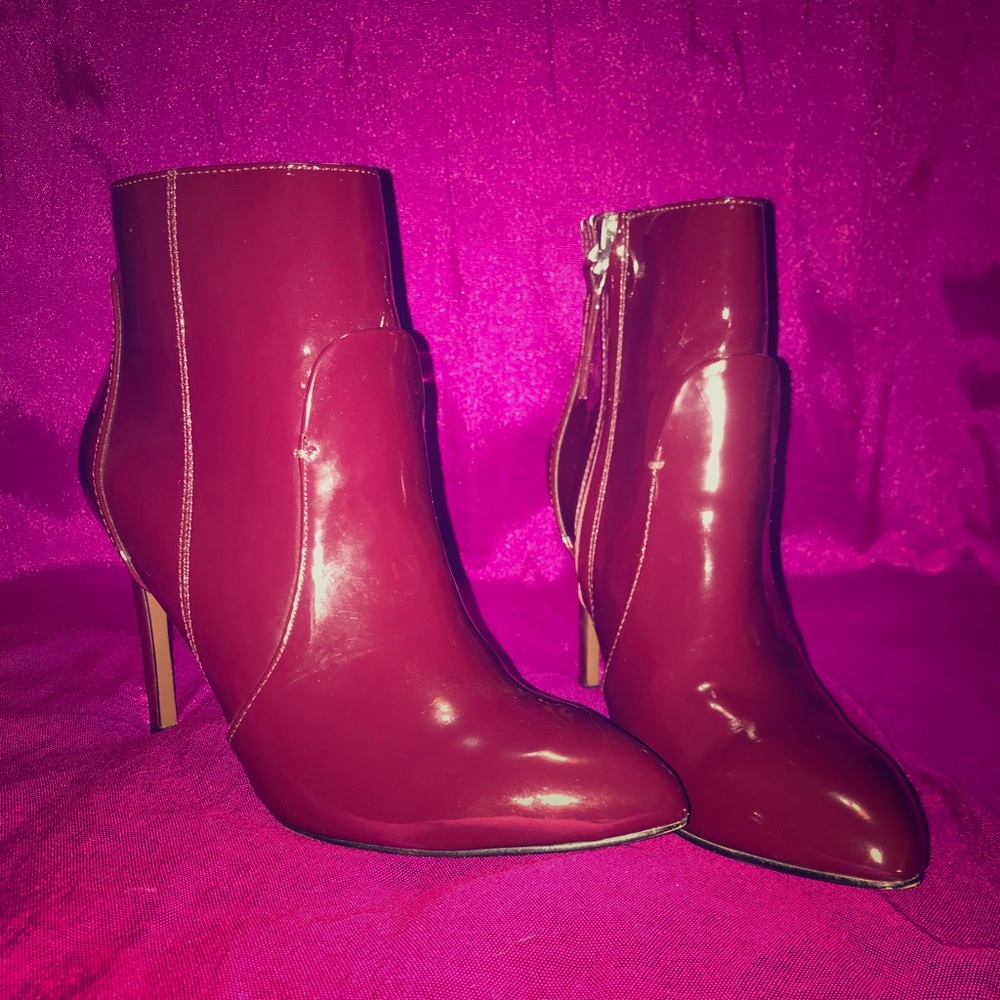 Patent leather ankle booties